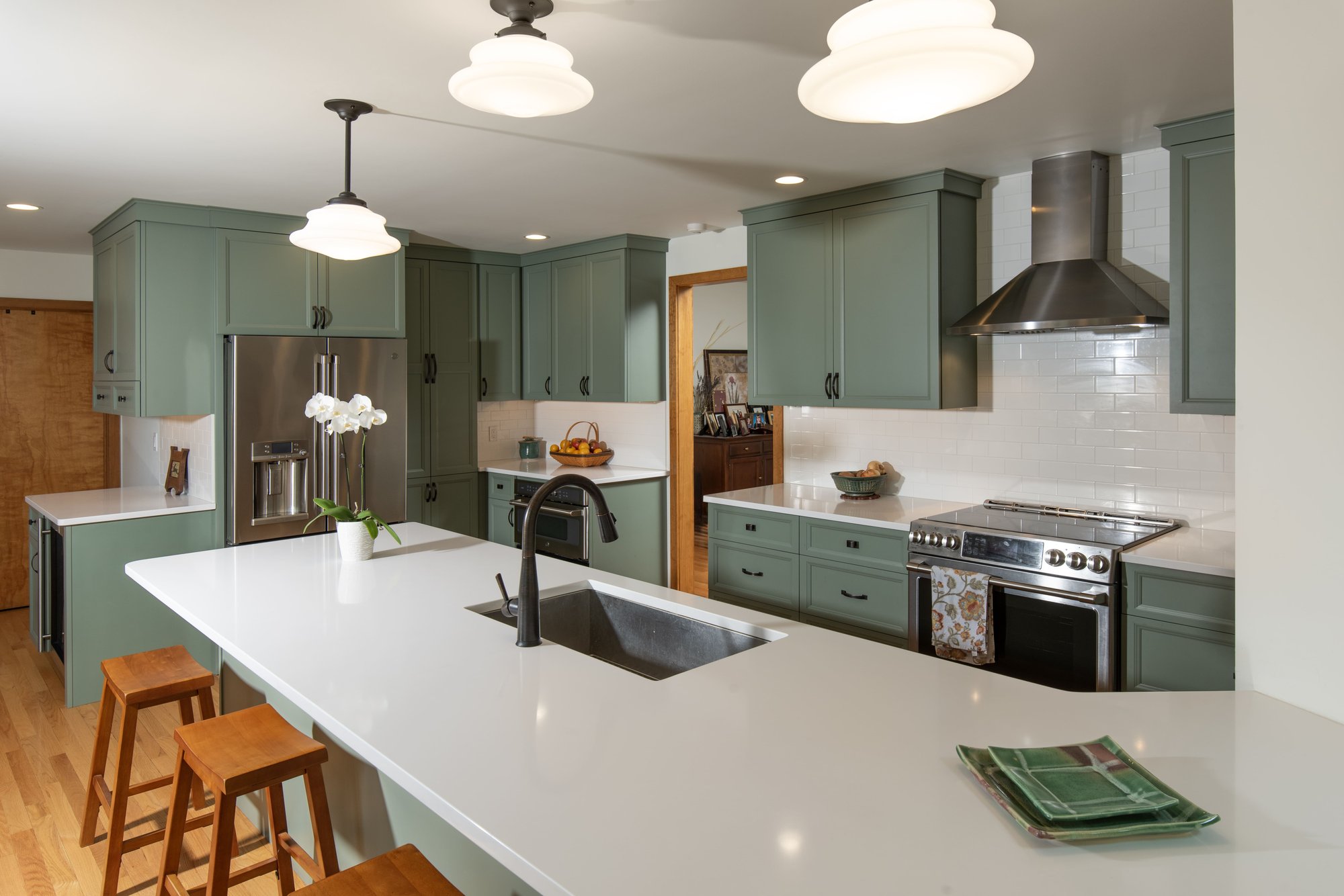 luxury green kitchen remodel with extended countertop by Pen luxury green kitchen remodel with extended countertop by Pen