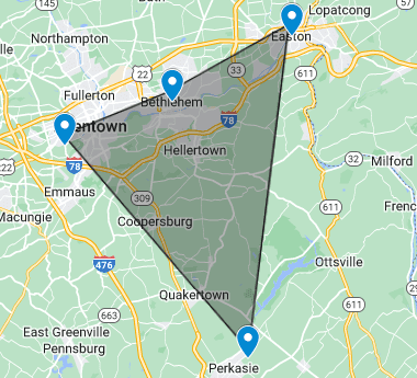 Penn Contractors Lehigh Valley, PA Service Area Map